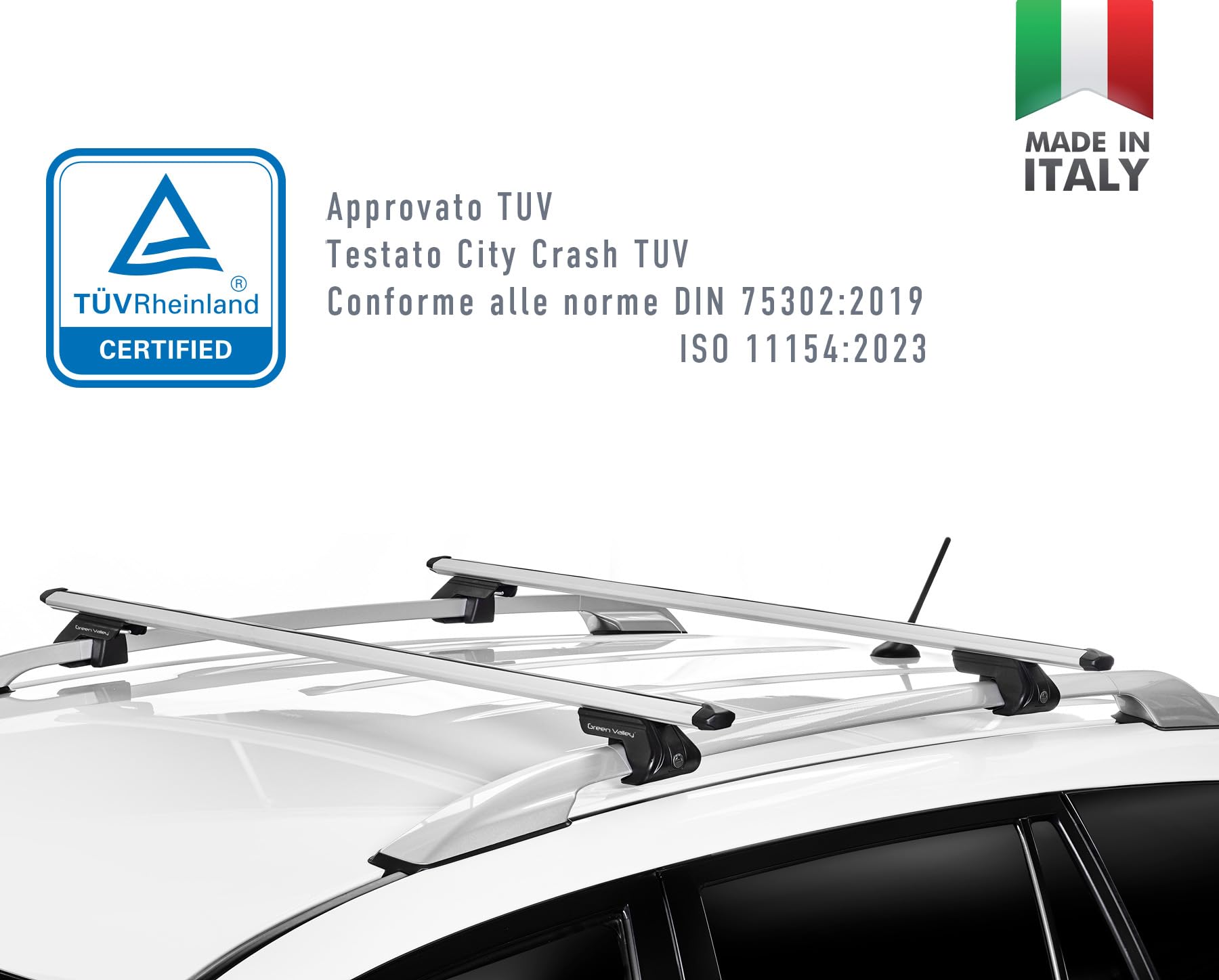 Green Valley 2 Barre Tetto Alluminio TRAX 120 cm Railing Aperto 90 kg