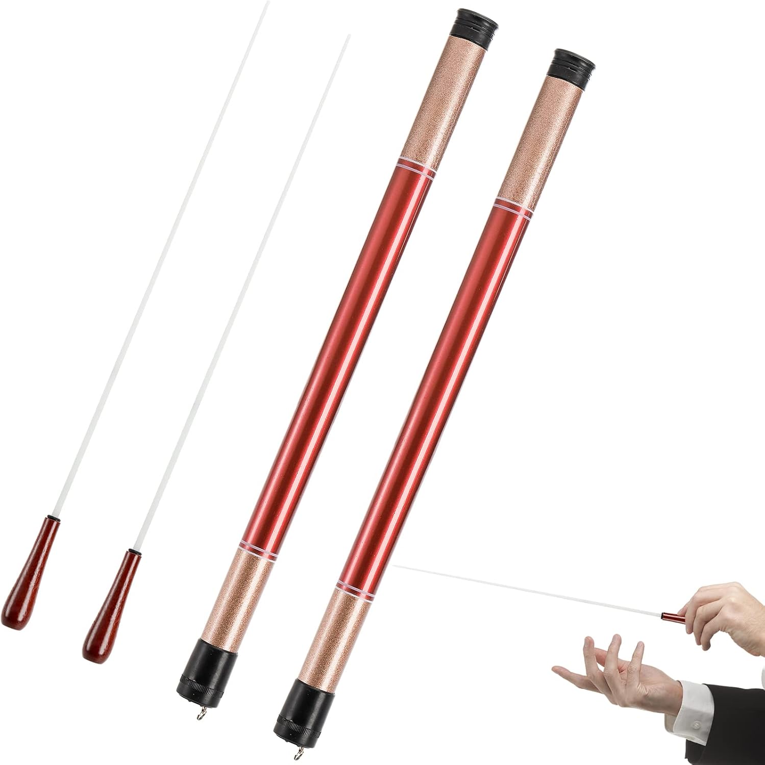 Foraineam 2 Pack Music Baton Conductor Batons Rosewood Handle Orchestra Baton
