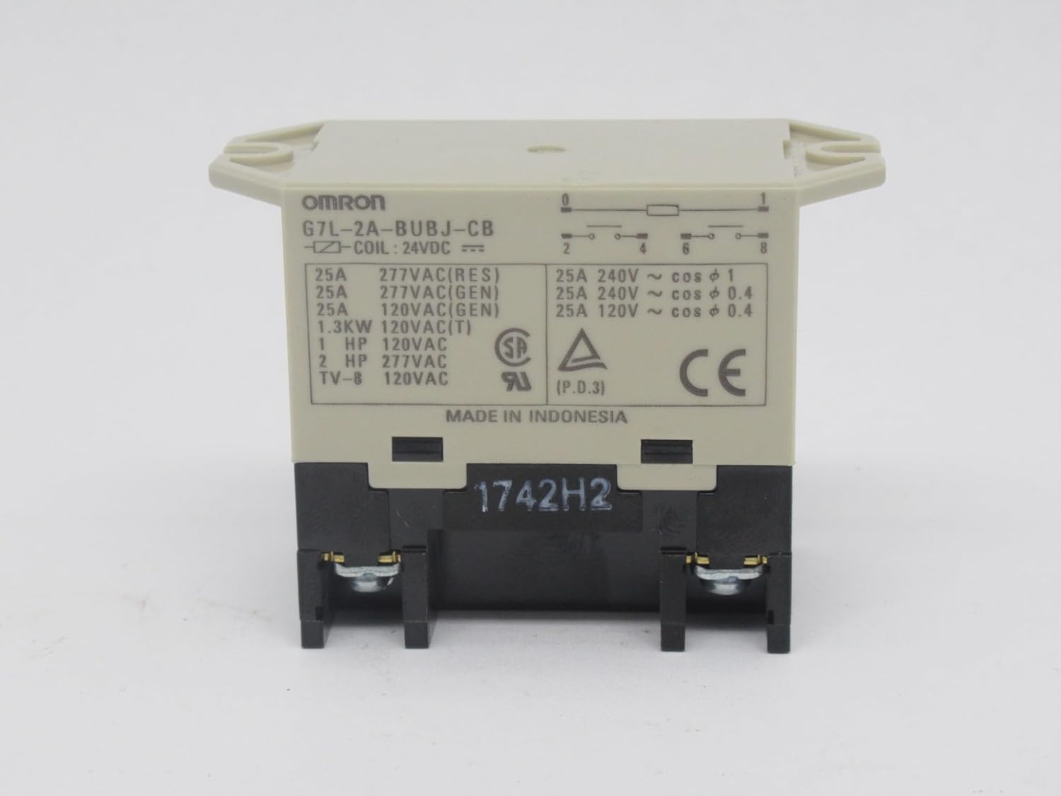 Enclosed Power Relay, 6 Pin, 24VDC, DPST-NO