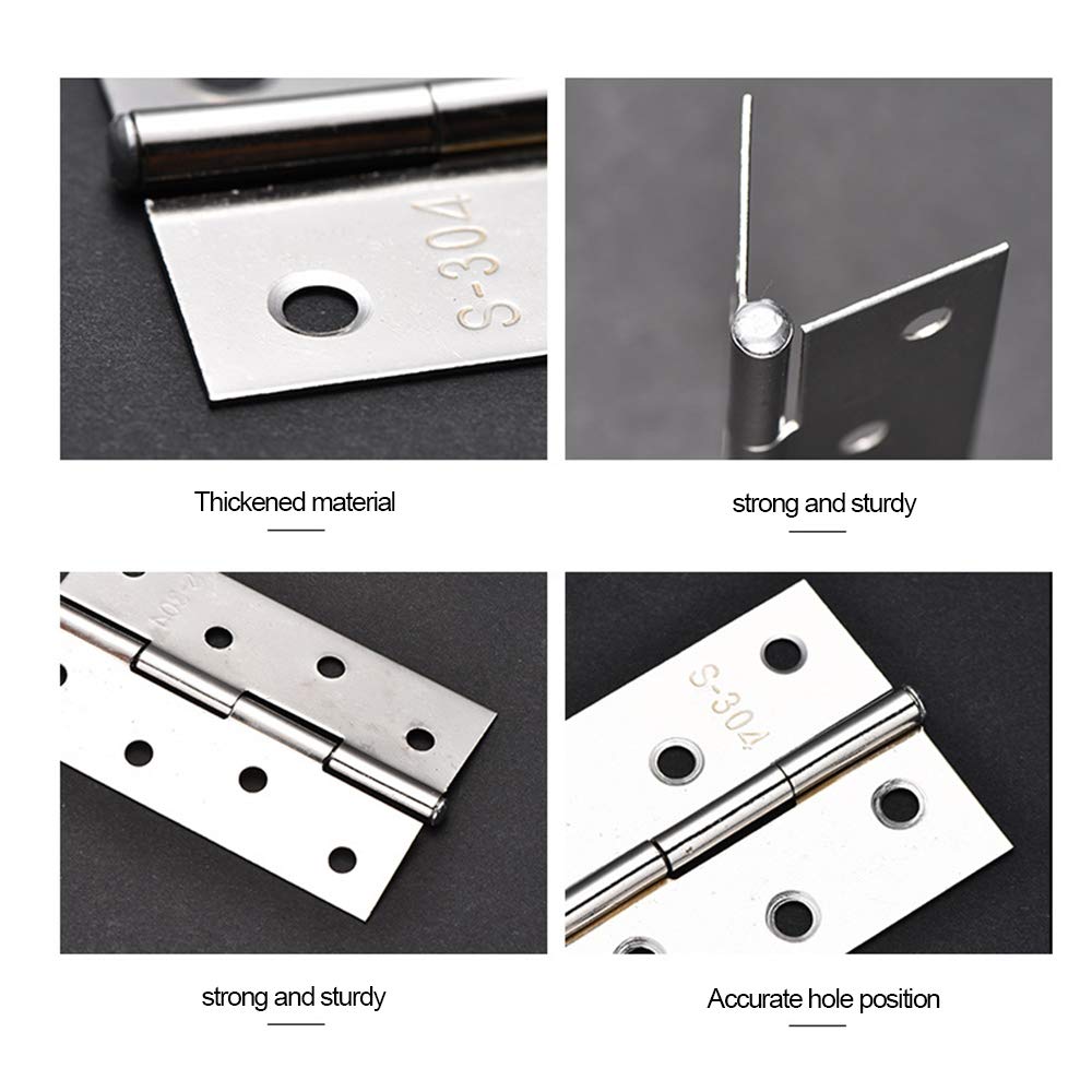 Edelstahl Scharniere - Türscharniere Klappscharnier Schublade Scharniere Schrankscharnier mit Passende Befestigungsschrauben, Silber, 2.5 Zoll(55 * 34 * 1.0mm) - 24pcs