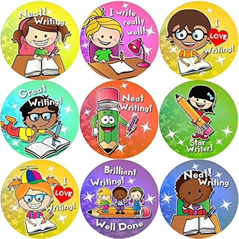 144 Writing Awards 30 mm Reward Stickers for School Teachers, Parents, Nursery Cover
