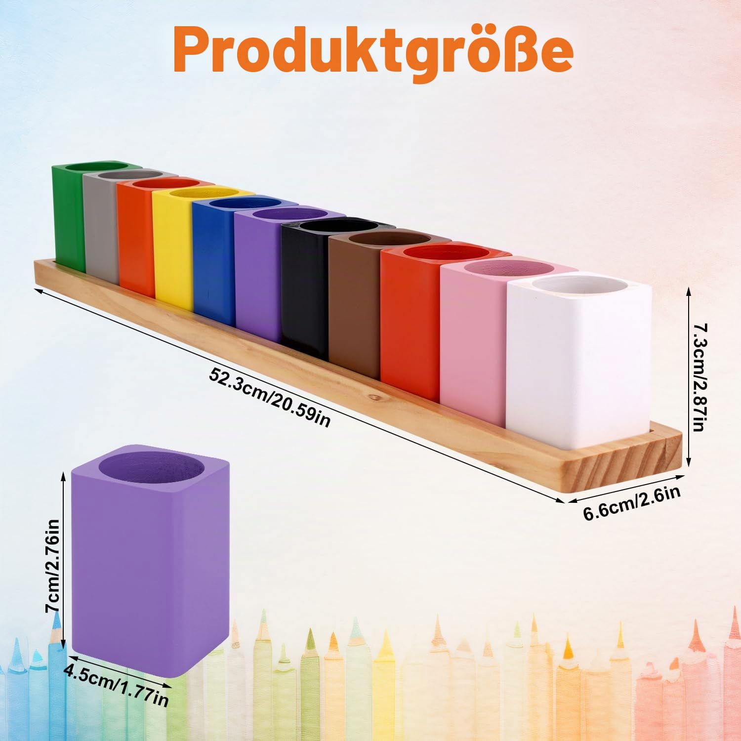 Buntstifthalter aus Holz, Montessori-Stiftehalter Aufbewahrungsorganizer für Buntstifte und Marker Buntstifthalter für den Schreibtisch für Kinder Schüler Klassenzimmer Schule Bürobedarf