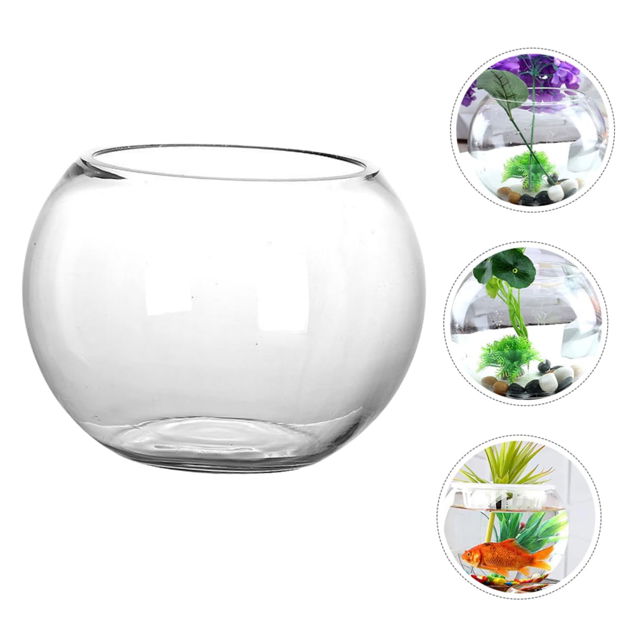 POPETPOP Aquarium en Verre Bocal à Poisson De Table Bocal à Poisson Vase Rond Vase en Cercle Aquarium De Bureau Vases Ronds Bol Hydroponique Un Verre Transparent