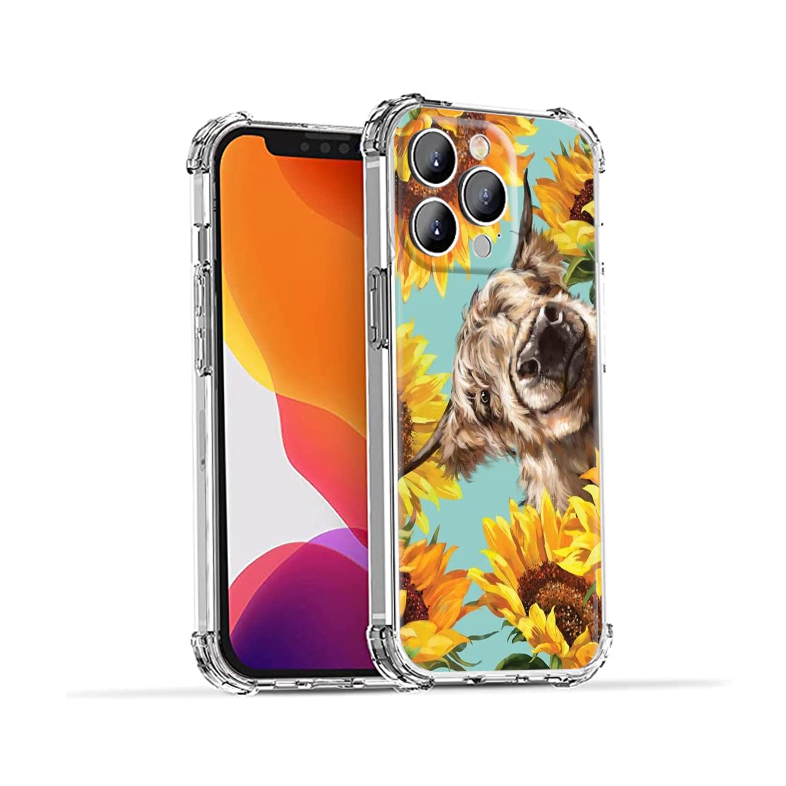 chugle boose for Highland Cow Sunflower iPhone 12 Pro Max case, Western Cow Farm Animal iPhone