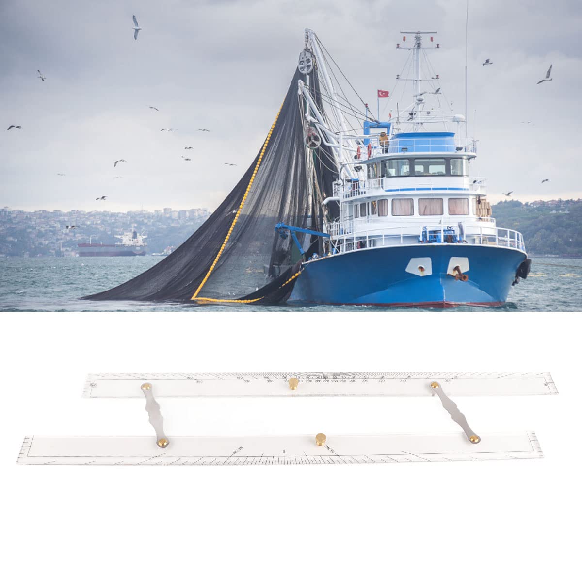 Marine Navigation Ruler, Marine Navigation Parallel Ruler Clear Scale Transparency Boat Ship Drawing Parallel Ruler (600mm)