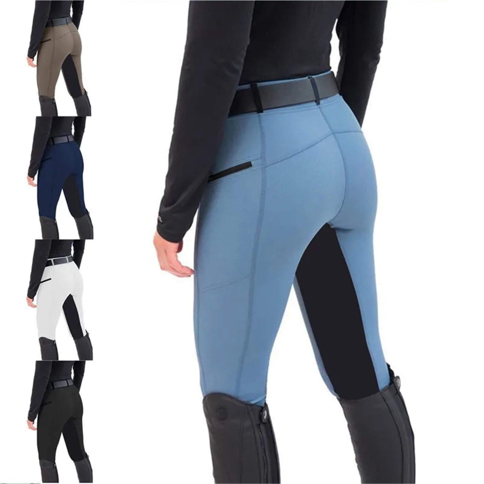 Pantalones de equitación Pantalones de Montar Casuales con Banda en el Tobillo, Pantalones ecuestres de Moda for Mujer, Pantalones de Tubo elásticos Ajustados(Black,XL)
