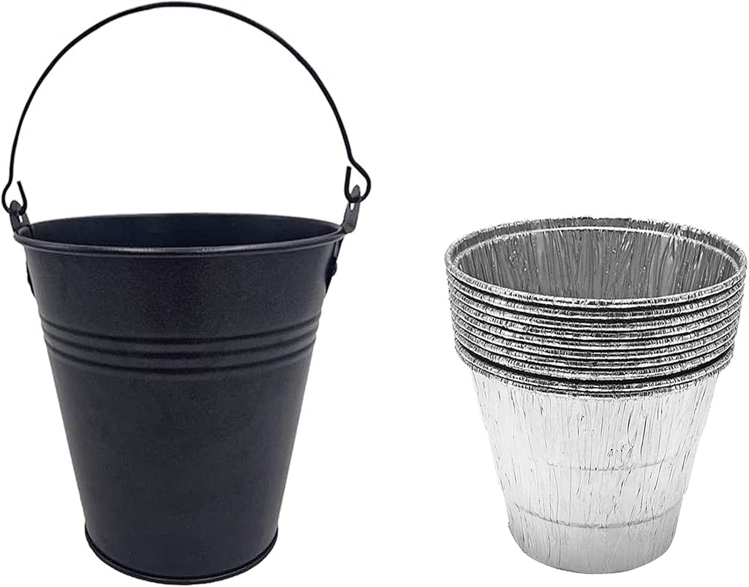BBQ Pellet Smoker Grill Black Grease Drip Metal Bucket