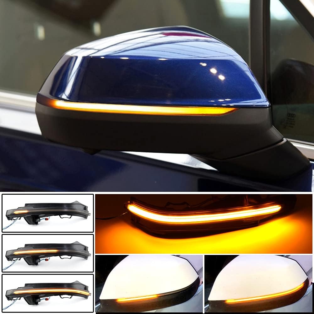 2pcs Dynamic Sequential Blink LED Side Mirror Turn Signal Light Assembly Compatible with Au-di Q5 FY 2018-2019, Q7 4M 2016-2018