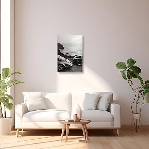 Miniatura 7 de Póster retro de lujo para automóvil, lienzo en blanco y negro, arte de pared, diseño de curvas elegantes atemporales, para garaje, impresiones