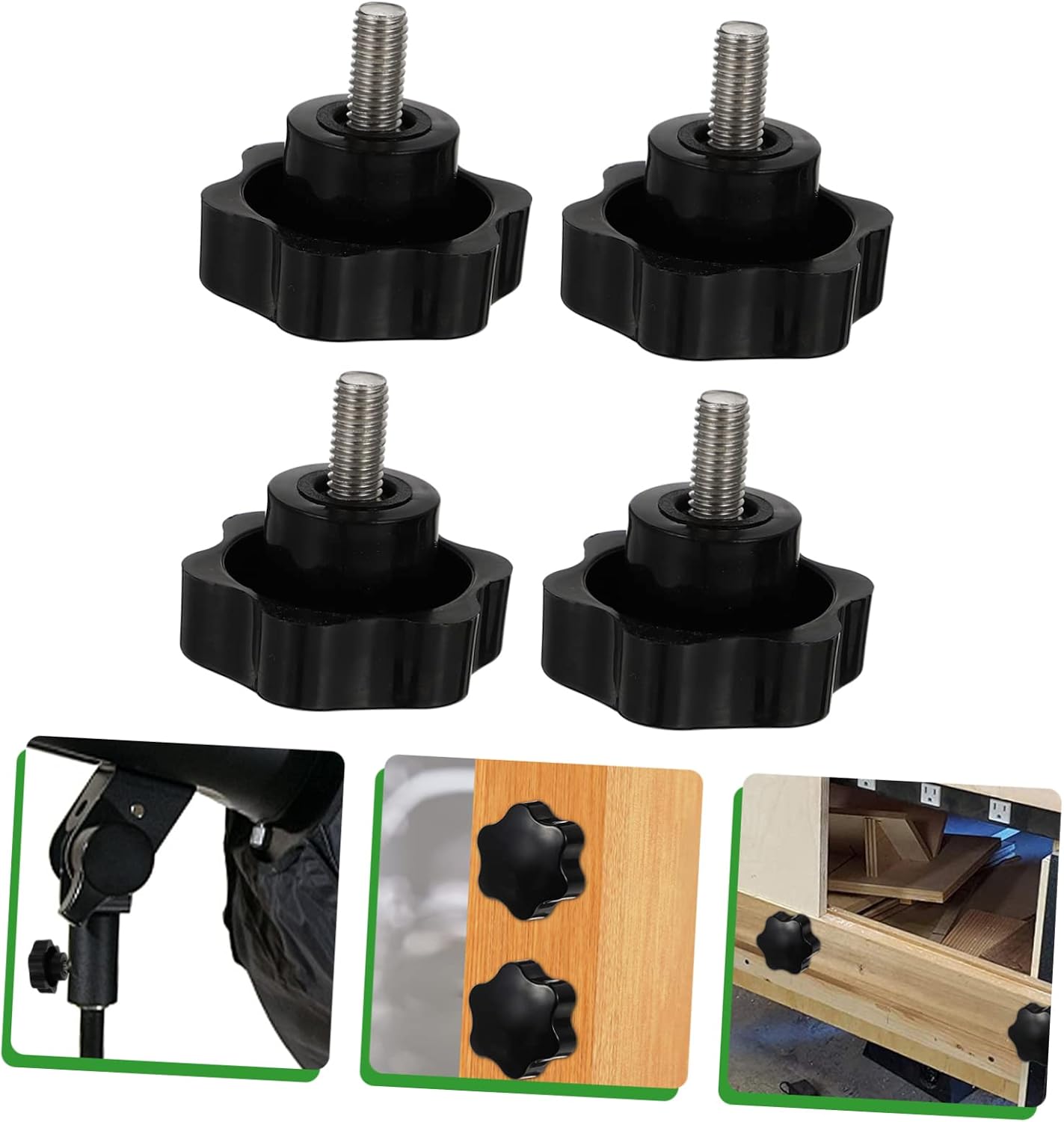 2sets Clamping Knob Handle Star Knobs Thread x 16 Easy Install Round Cabinet 4pcs*2