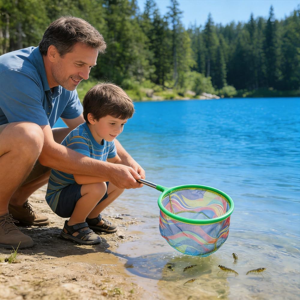 4 Stück Kescher Kinder, Teleskop Fischernetz Kinder, 31-99cm Ausziehbar Schmetterlingsnetz, Kinder Kescher für Fangen von Insekten, Schmetterlingen, Fischen, Strand, Teich, Garten, Outdoor