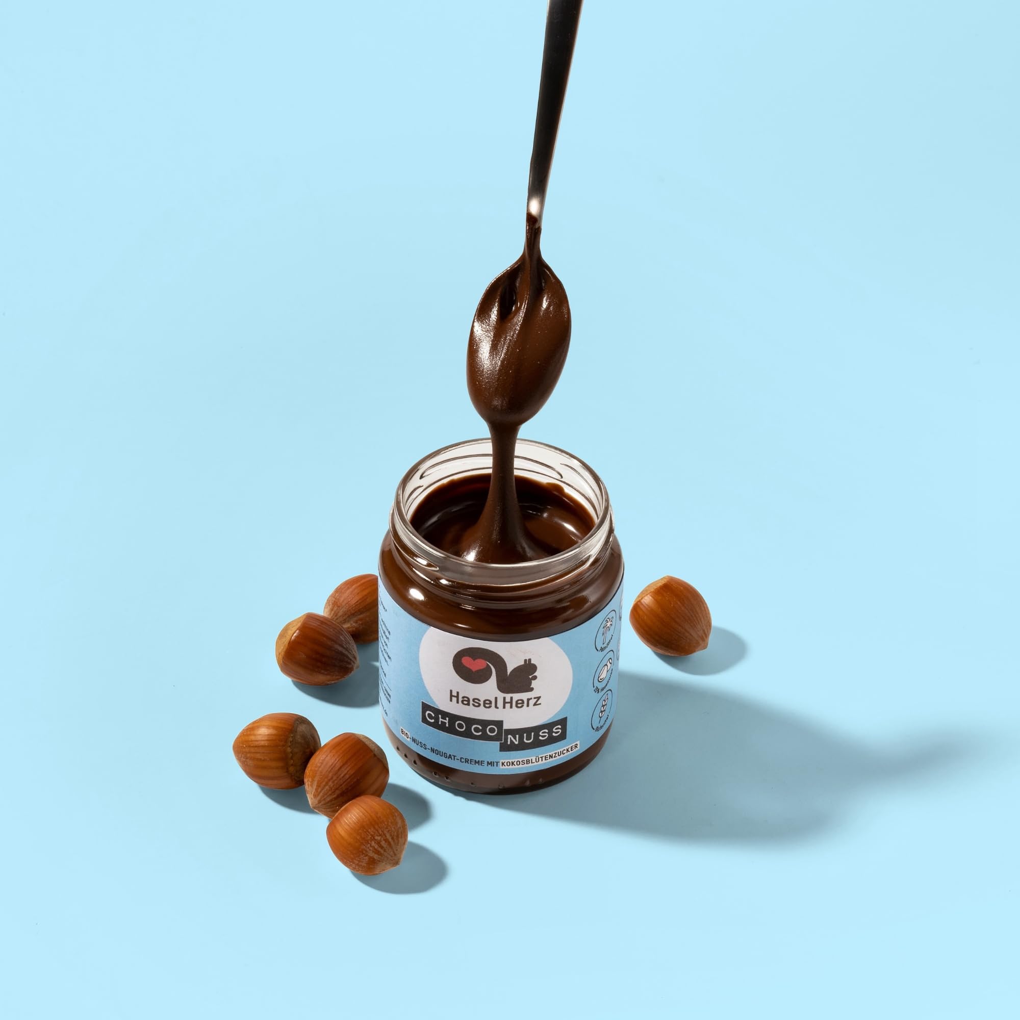 Hasel-Herz Bio Nuss-Nougat-Creme Brot-Aufstrich 6 Gläser x 220g | Gesüßt mit Kokosblütenzucker, ohne Palmöl | 35% Nussanteil, kontrollierter biologischer Anbau, nicht vegan
