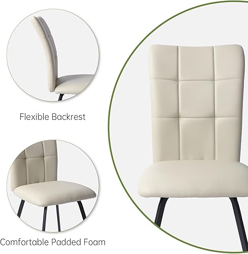 Miniatura 6 de HIPIHOM Juego de 4 sillas de comedor modernas sillas de comedor de cocina sillas laterales tapizadas de cuero sintético con cojín y patas de metal