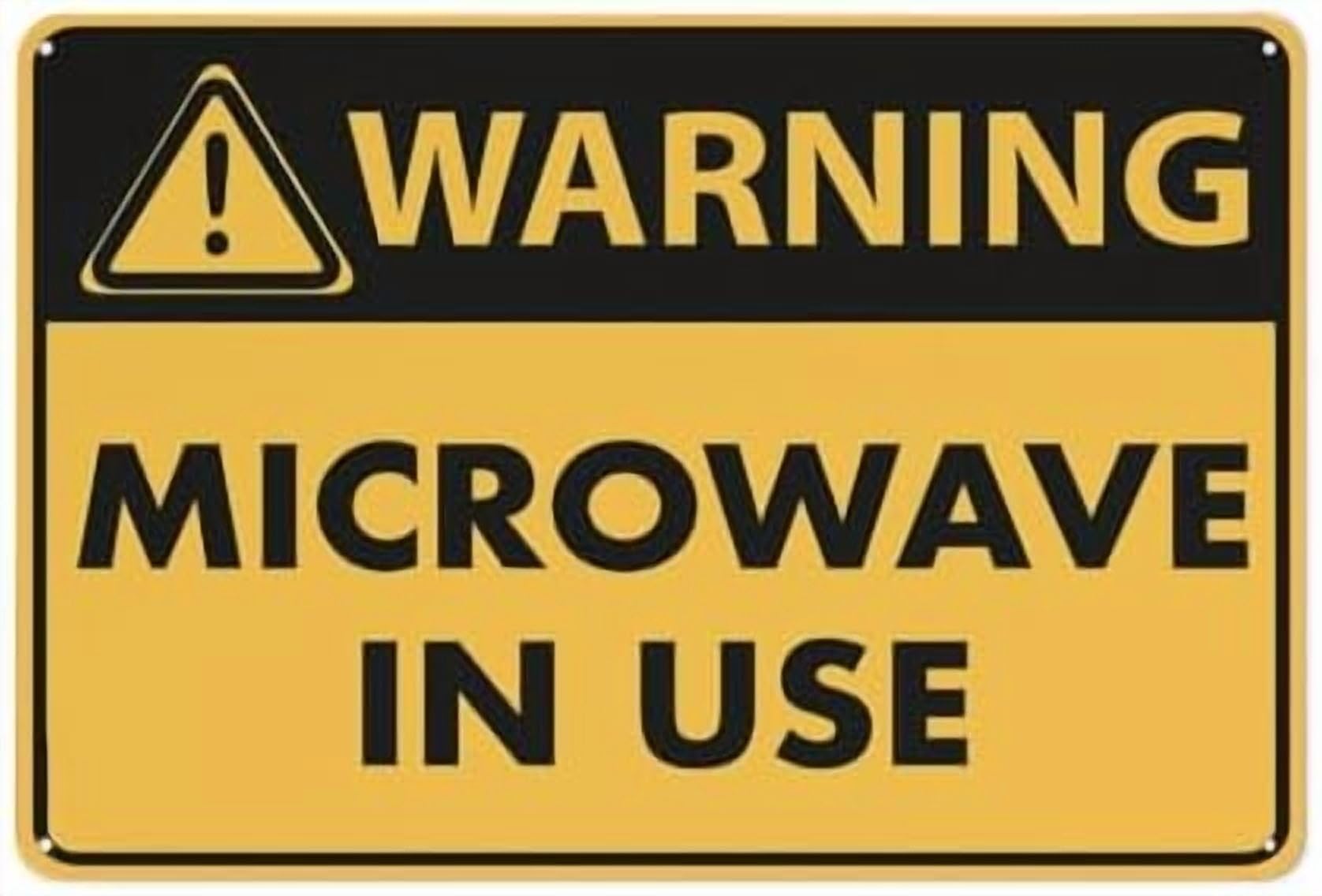 (2-Pack) Warning Metal Tin Sign Microwave In Use Sign Signs 12X8 Inch Rust Free,Uv Ink Printing,Durable Outdoor For Home