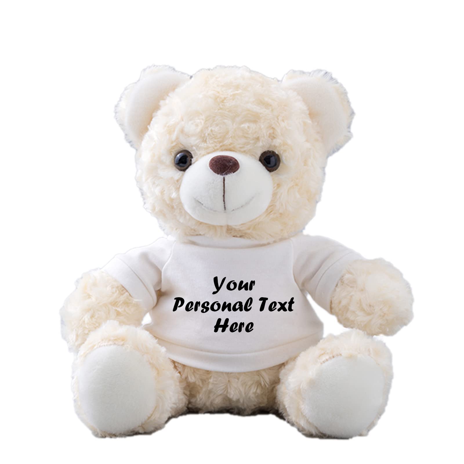 Personalized Teddy Bear - Custom Text On T-Shirt, 10 Inch White, Perfect Gift For Any Occasion