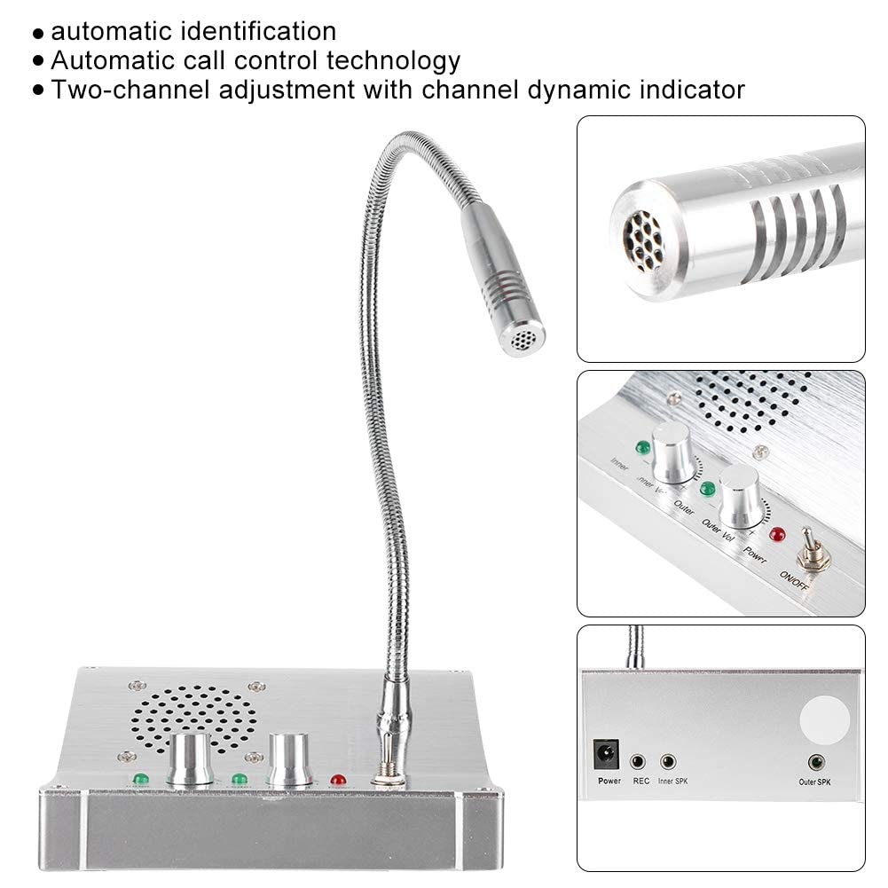 Sistema de Interfono de Doble Vía, Sistema de Intercomunicador de Dos Ventanas para Mostrador para Banco/hospital/taquilla, Antiinterferencia, Reducción Automática de Ruido