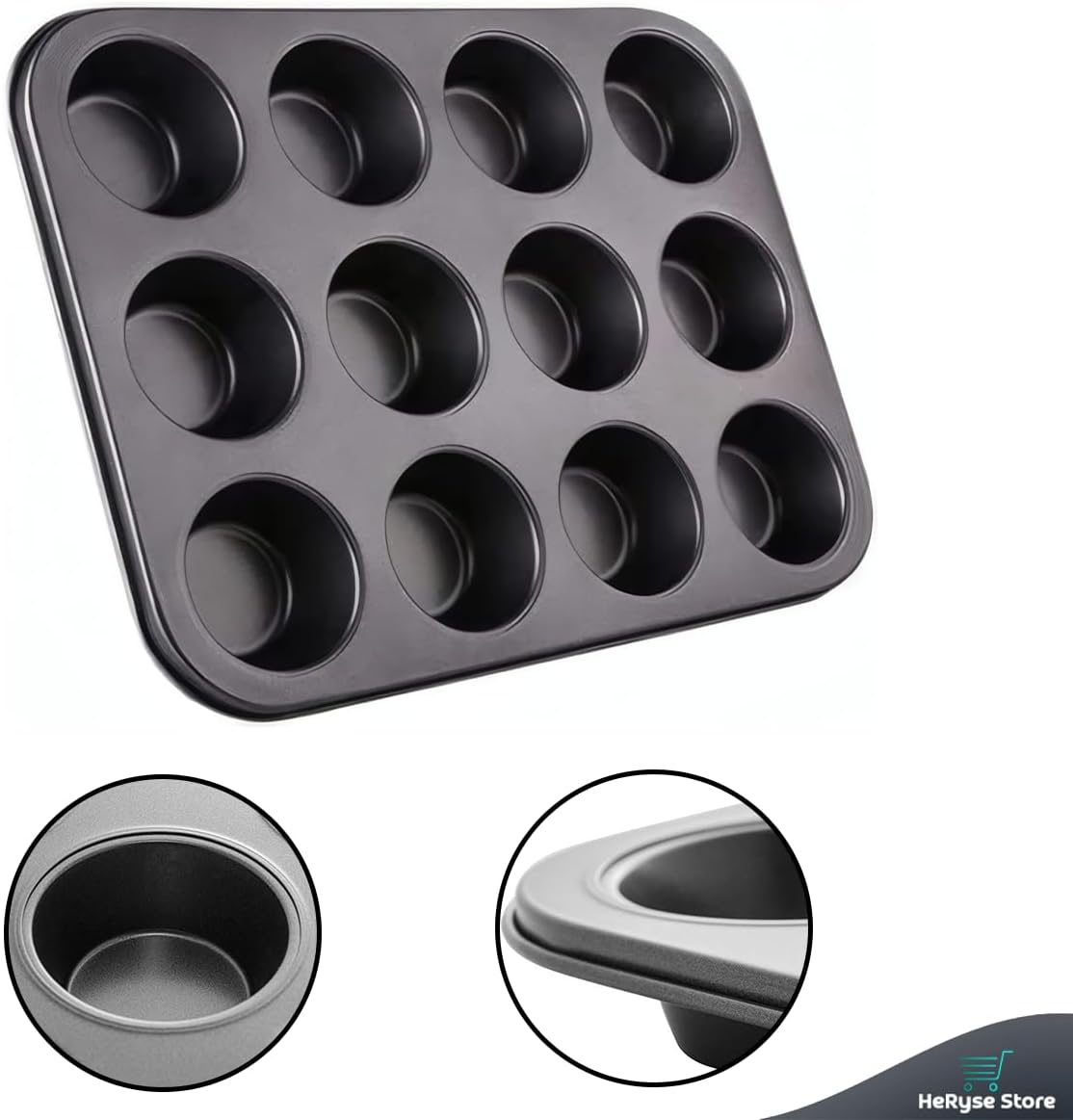 Forma para Cupcake e Muffin - Assadeira com 12 Cavidades Antiaderente, Kit com 12 Forminhas de Silicone, Ideal para Mini Bolo e Air Fryer