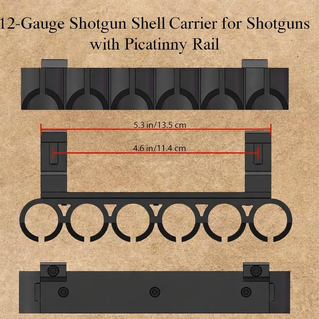 Gotical | Combo of 2 | Shotgun 12Ga Single Extra Shell Holder, Caddy, Extra Round, Stage Saver, Ammo Side Saddle 12 Gauge Shell Holder, Compatible with Picatinny Mounting
