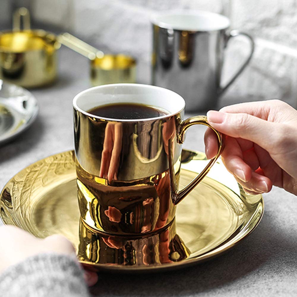 Amazon.co.jp: COLiJOL トロフィー磁器コーヒー、耐熱ラテカップ黄色の