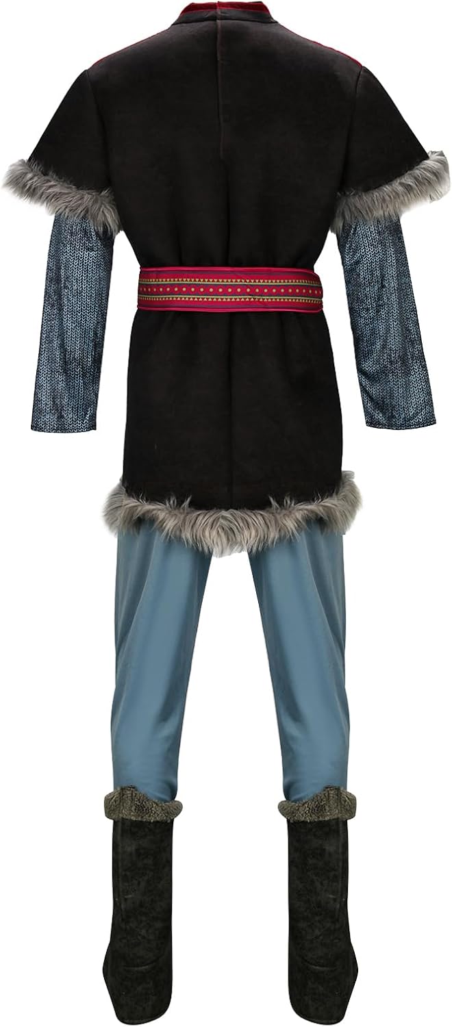 MORROWIND 5 Pieces Mens Costume Medieval Tunic Top Pants Belt Hat Boot Covers Full Set Halloween Cosplay Outfit Suit