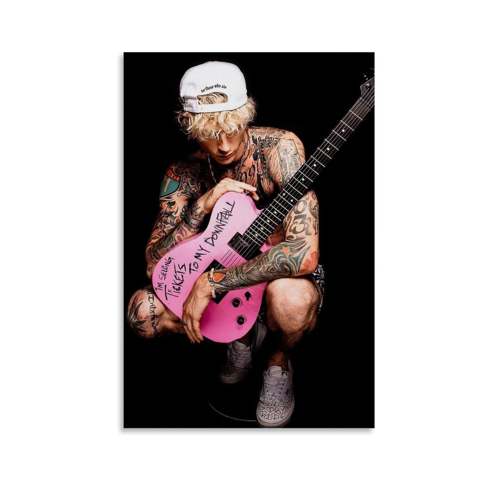 WHBAQ Machine Gun Kelly Poster Rapper Poster Canva Colourfast Wall Art Decorative Painting for Living Room Bedroom Home Decor 12x18inch(30x45cm) Unframe-style