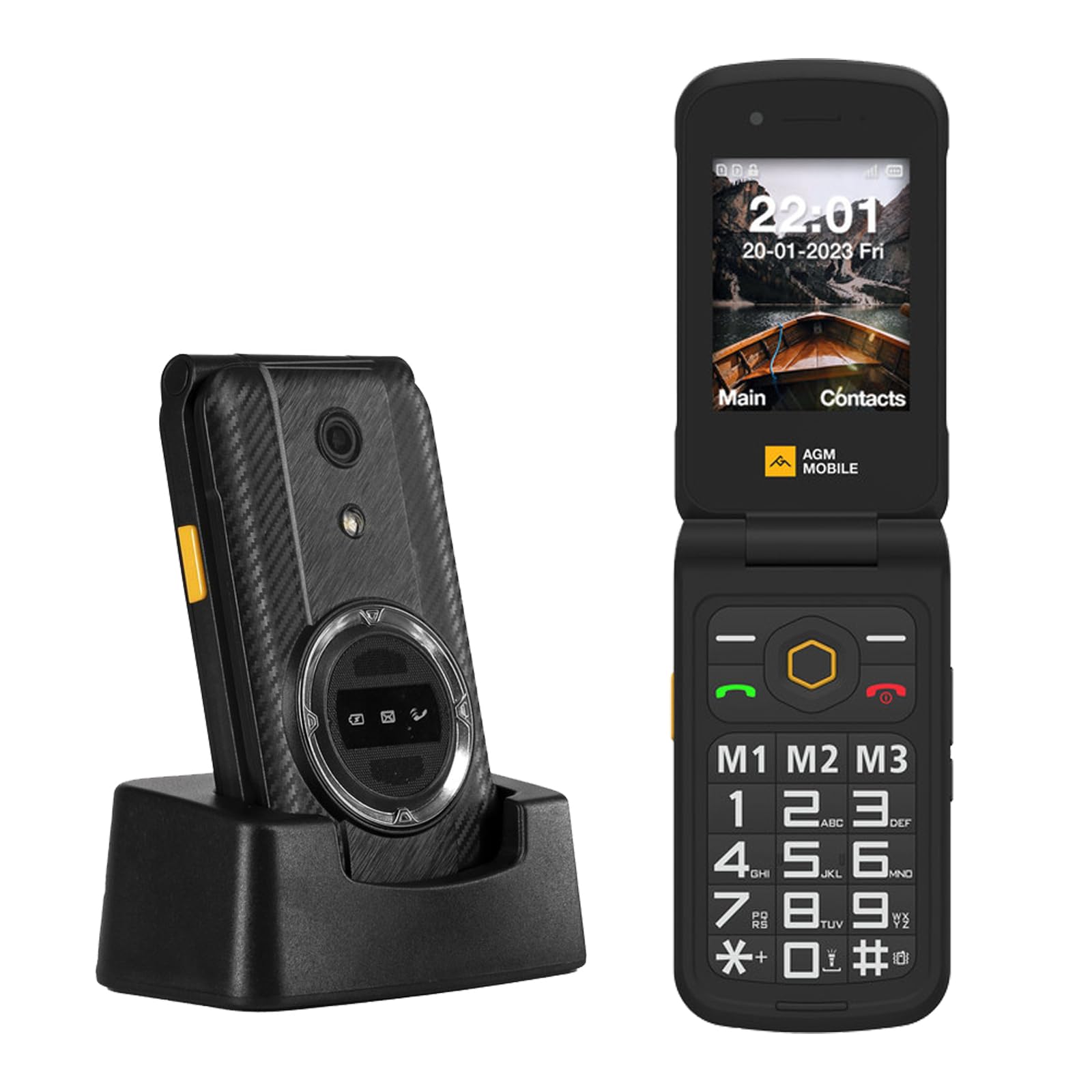 AGMUnlocked Flip Mobile Phone, M8 FLIP Feature Phone with Big Button and Keyboard, Waterproof/Drop-Proof,SOS,4G Dual SIM, Fast Dialing,104dB Powerful Speaker,Hearing Aid Compatible