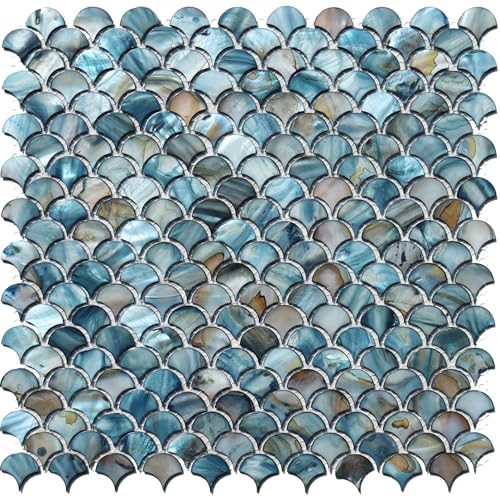 MOP Blue Fish Scale Mother of Pearl Tile