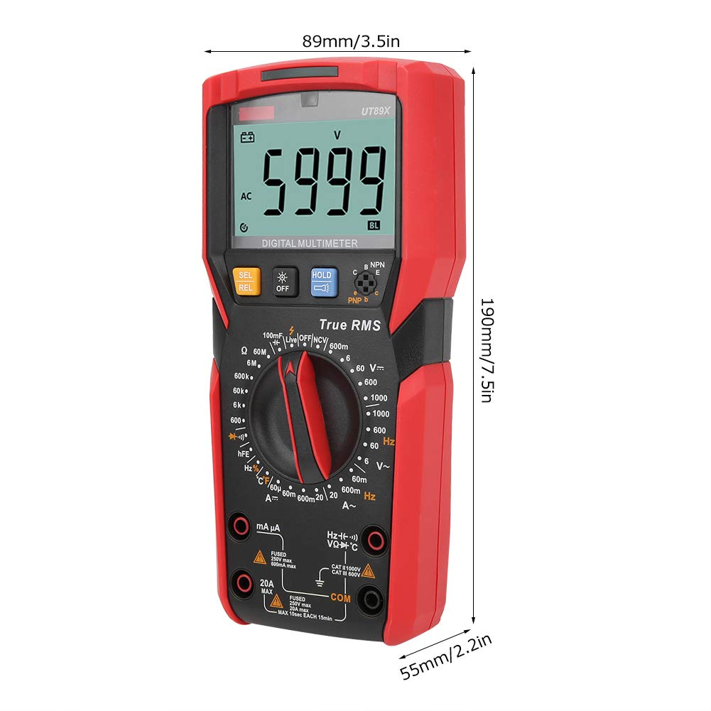 Multimetro Digitale UT89X, Tester di Tensione CA/CC Ad Alta Precisione per Ingegneri Elettrici e Manutenzione 190x89x55mm