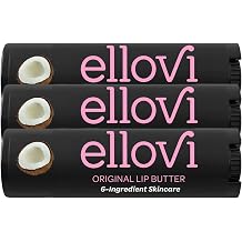Ellovi Natural Lip Butter Lip Balm - Original - Pure Enough to Eat - Made With Just 6 Vegan Ingredients - Moisturizing Lip Care for All Day Hydration 3-Pack