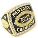 Decade Awards 2017 Fantasy Football Champion Ring with Rhinestone Border | Heavy Gold FFL League Champ Ring with Stand - Size 9 (Gold 9)