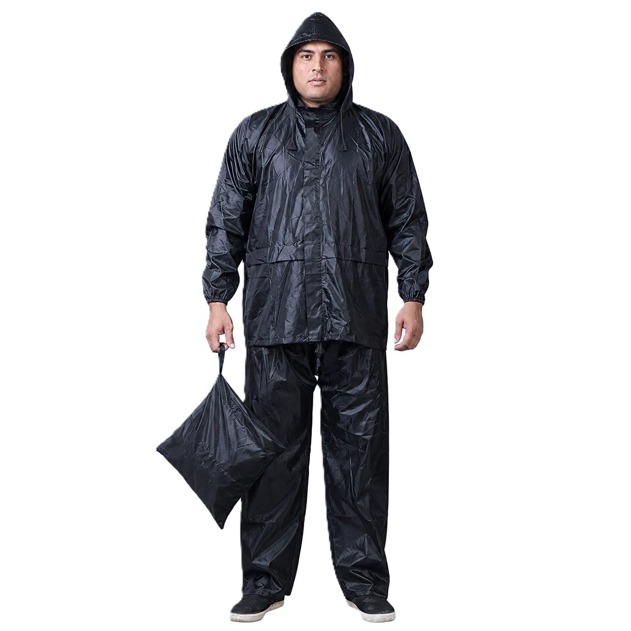 zacharias Men's Semi Nylon Raincoat with Pant r-01 (Black_Pack of 1)-picture-34