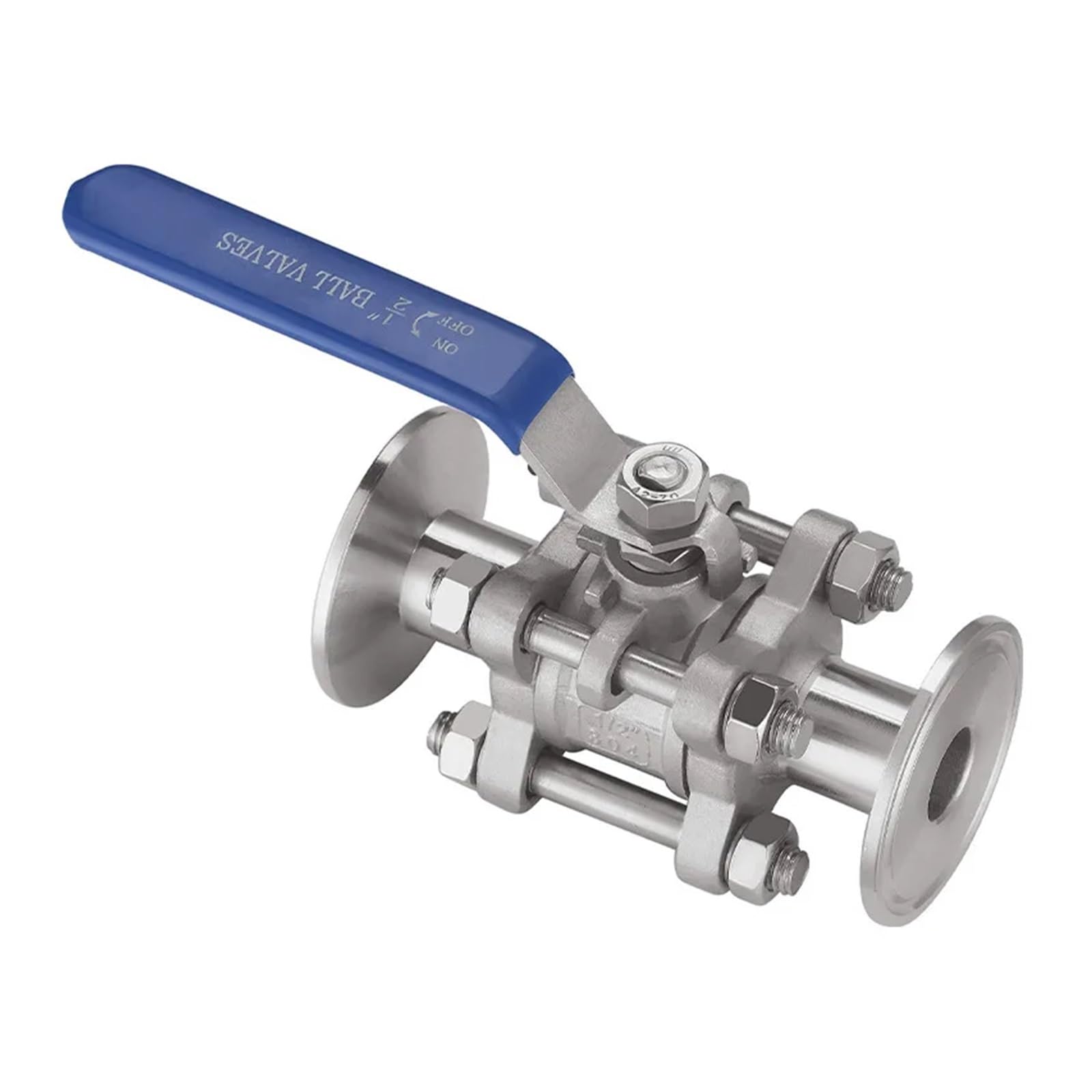 Válvula de bola acero inoxidable SS304 1/2", 3/4" y 1", con férula tres piezas abrazaderas(2)