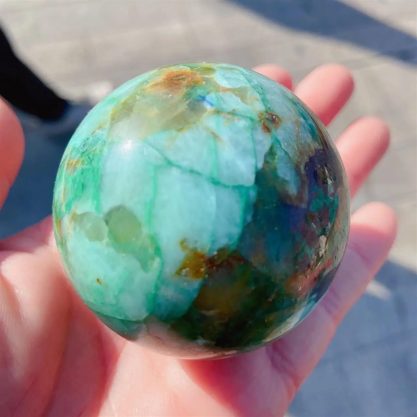 KatLin Esfera de Piedras Decorativas de Reiki Natural de Cristal de Bola de luz de Luna Verde Adornos (Size : 60-70mm)