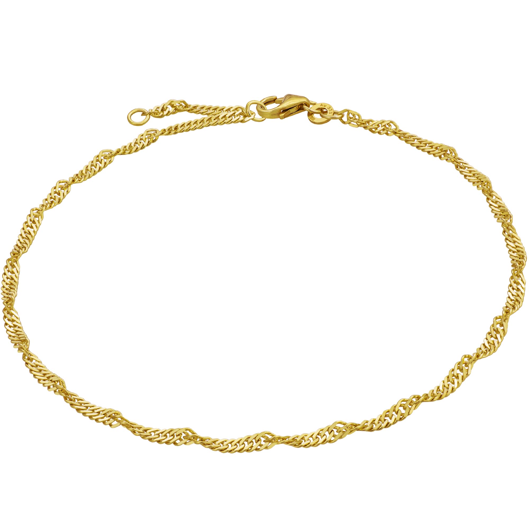 modabilé Damen Fußkette Singapurkette 333er Gold (25cm bis 28cm I 2,4mm Breit) Fußband 333 ohne Anhänger Gelbgold Singapur I Goldenes Fußkettchen für Frauen mit Geschenk-Etui I Made in Germany