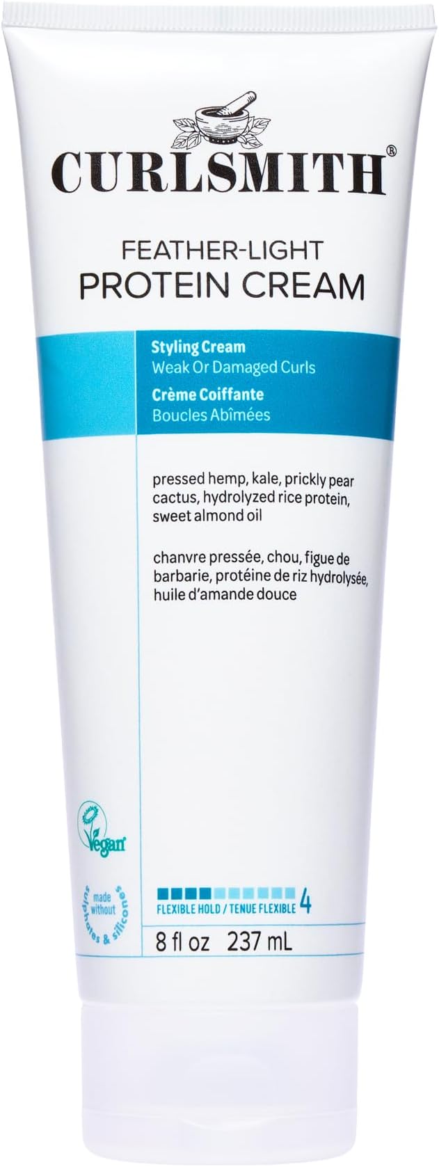 Feather-Light Protein Cream, Hair Styling Cream for Weak, Damaged Curls, Medium Hold (237ml)