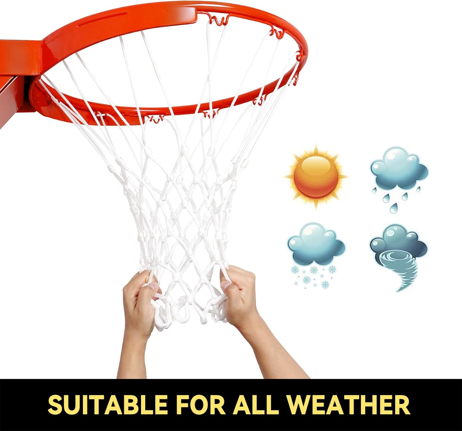 ProSlam Premium Quality Professional Heavy Duty Basketball Net Replacement - All Weather Anti Whip, Fits Standard Indoor or Outdoor Rims(Professional Standard Size, White，4pcs)