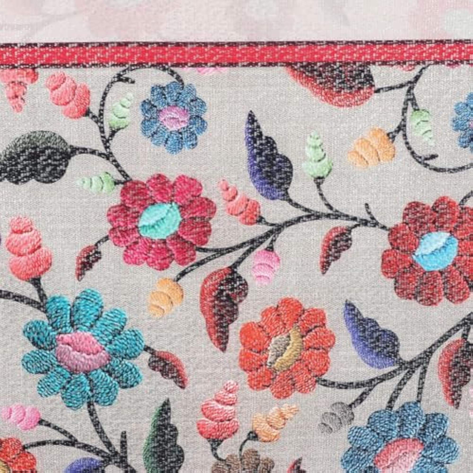 Flower Print Centre Table Cover for 4/6 Seater, Velvet Printed