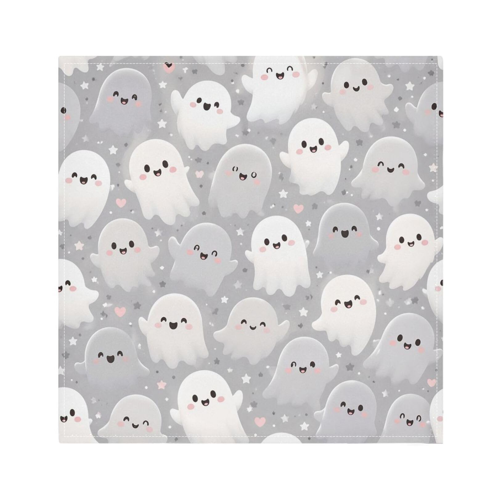 Ttgoth Halloween Boo Cloth Napkin Set of 4 Washable & Reusable Dinner Napkins for Dining Table, Banquets, Wedding, Party, 50x50 cm