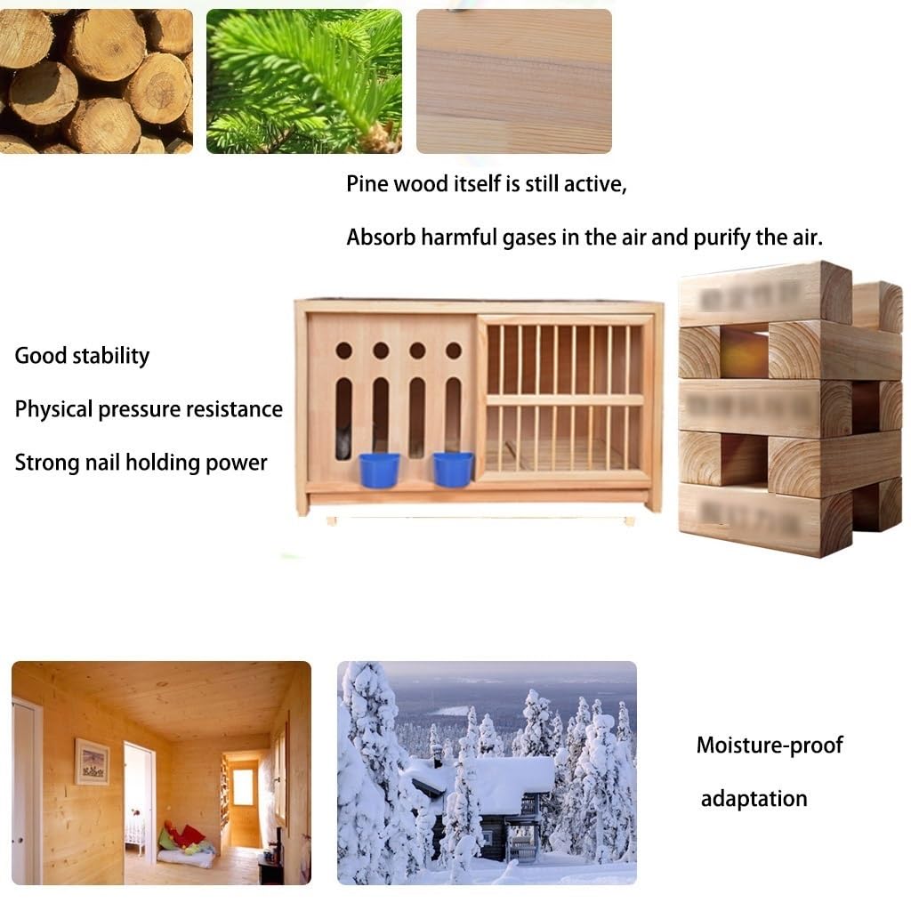 Nido para Palomas con Puerta Semi-Oculta, Jaula para Palomas con Bandeja para Heces, Jaula para Cría con Puerta Corredera, Caja De Apareamiento De Pájaros De Pino Resistente(Natural,60 * 30 * 35cm)