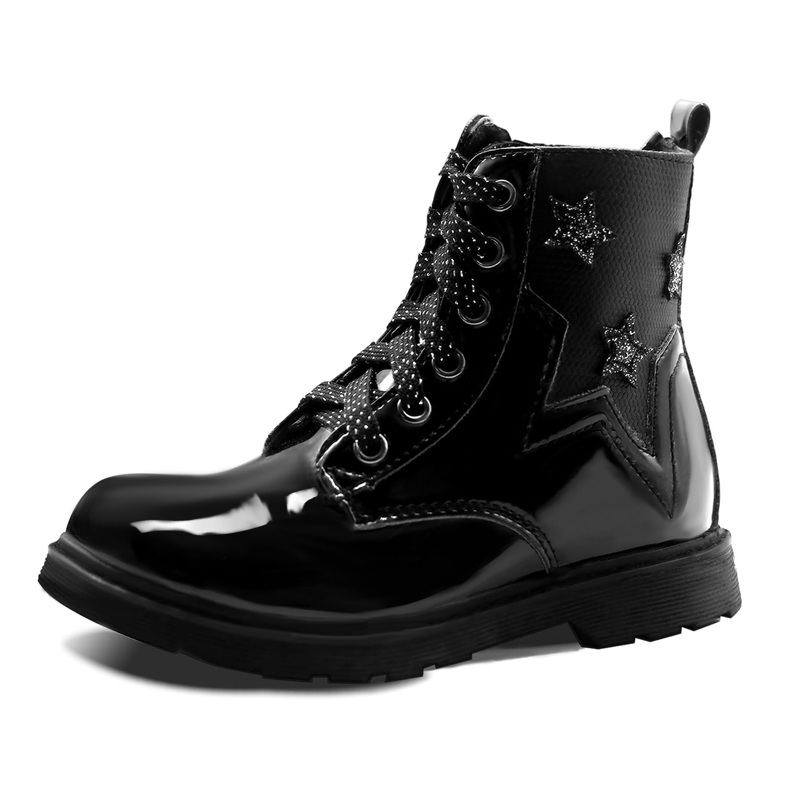 TZJS Girls Ankle Boots Girls' Lace Up Outdoor Combat Boot Kids Lightweight Hiking Shoes with Side Zipper for Toddler/Little Kid