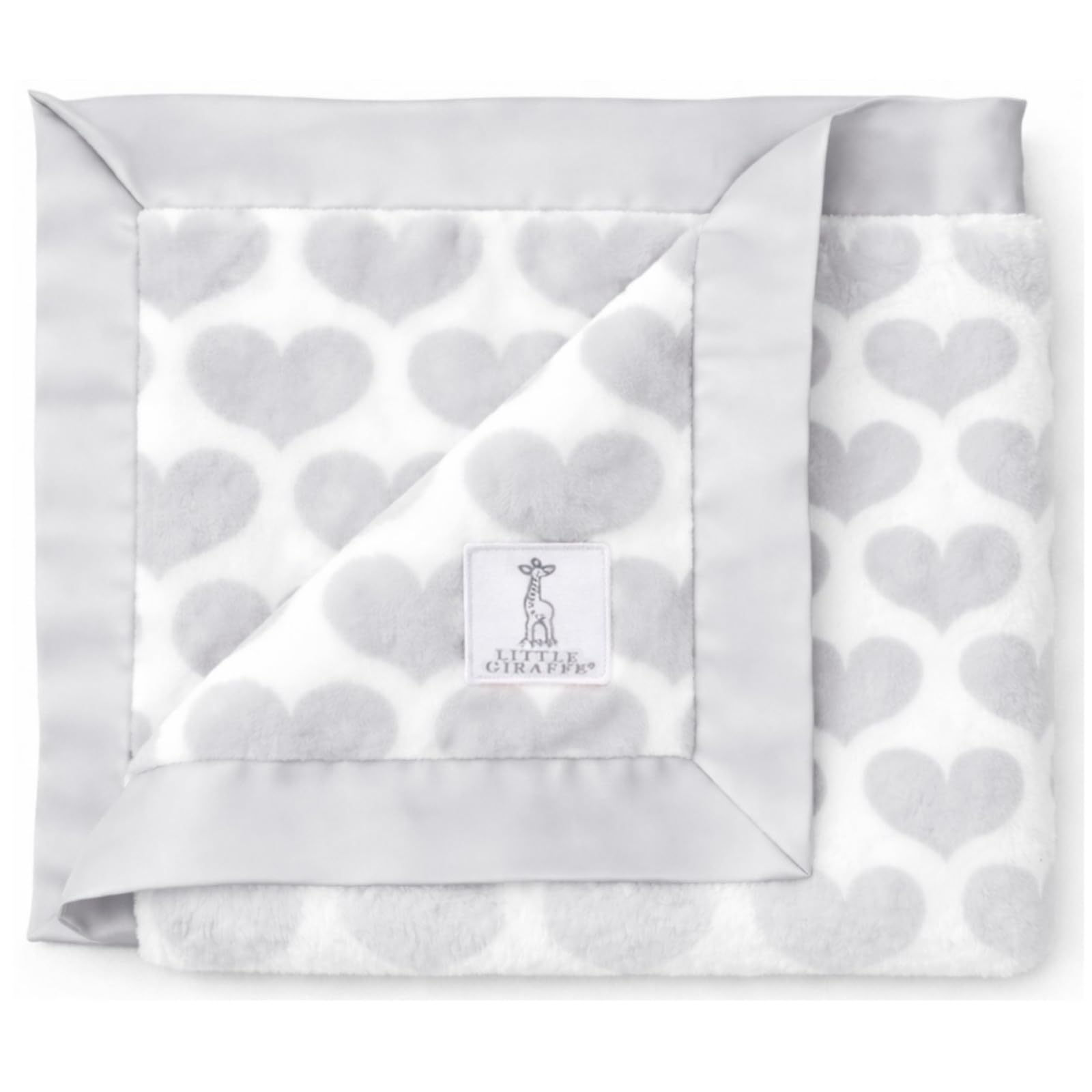 Little Giraffe Luxe Heart Army koc dziecięcy, srebrny