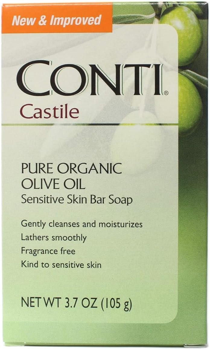 Conti Castile Pure Organic Olive Oil Sensitive Skin Bar Soap 3.7 Oz (Value Pack of 2)