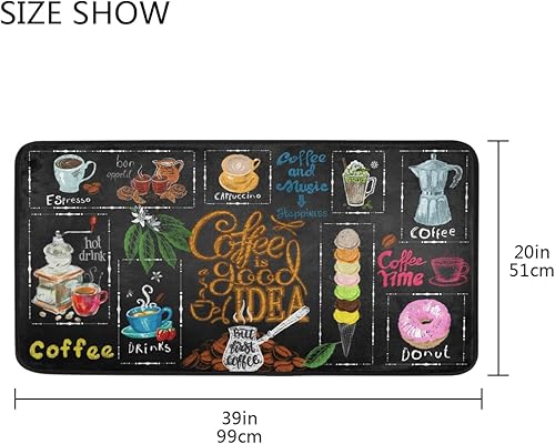 Miniatura 3 de Tapete de cocina con temática de café tapete para taza de café con respaldo de goma antideslizante lavable antifatiga para fregadero de cocina