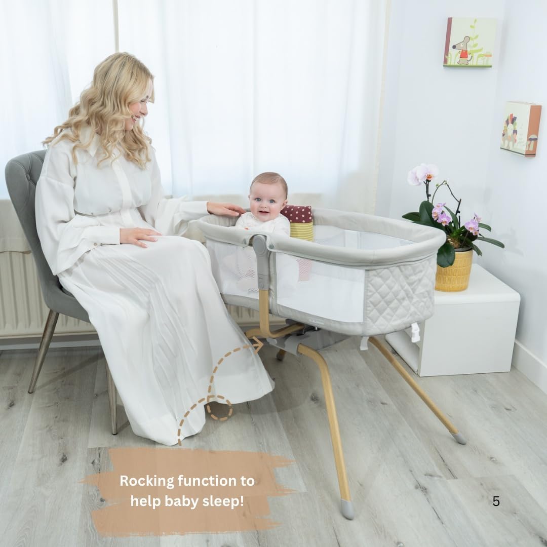 Baby Bassinet with Rocking/Gliding, Portable Baby Cot Sleeper for Baby with Foam Mattress, Baby Bedside Crib for Newborns and Infants with Carry Bag Included image 2 of 9 B0DXJ4WY4X