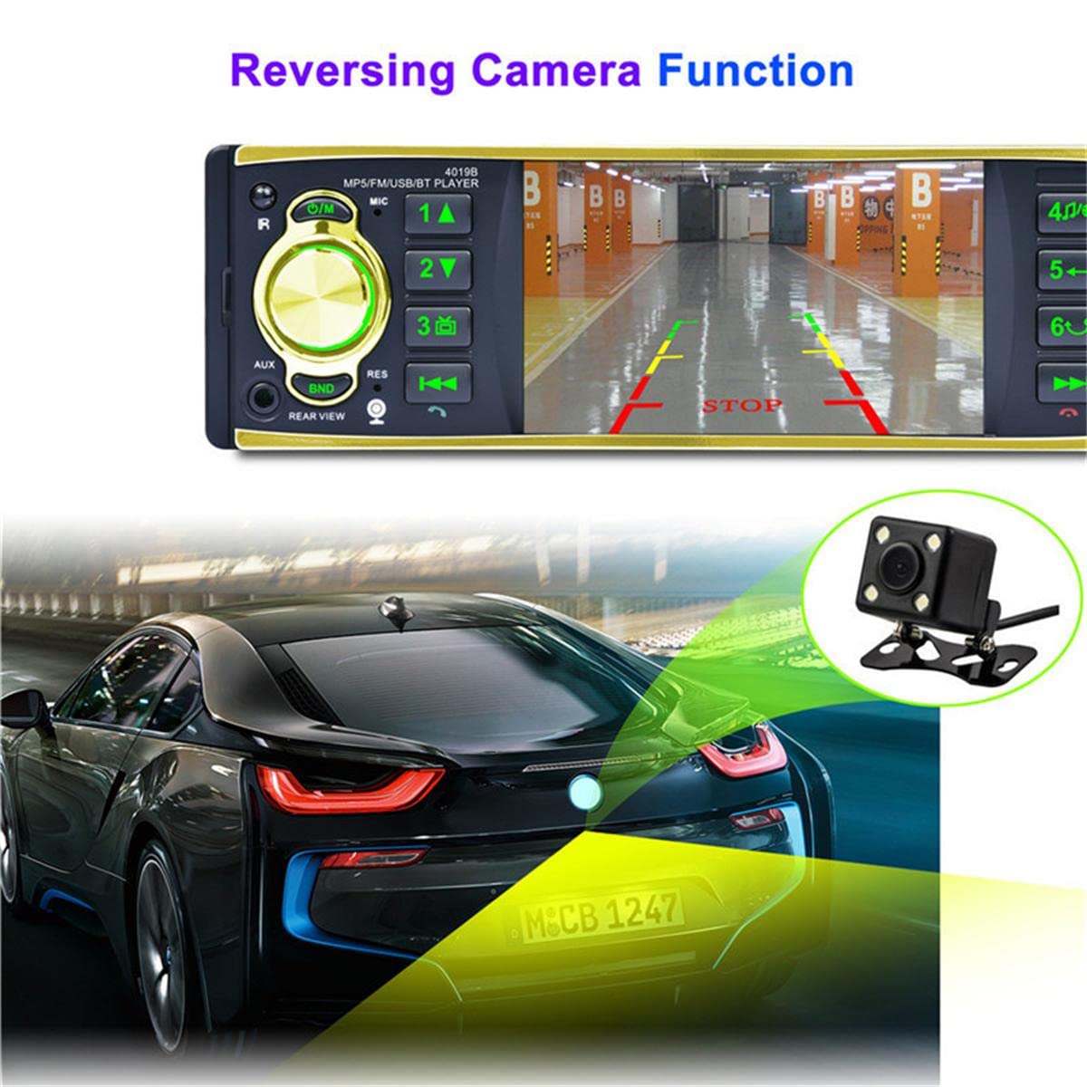 4.1 cal 1 Din Radio samochodowe Audio Stereo 1Din USB Radio AUX FM Stacja Bluetooth z kamer? cofania Pilot zdalnego sterowania