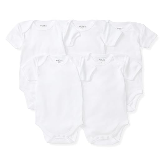 Burt's Bees Baby Unisex Bodysuits, Short Sleeve Organic Sleepwear, 5-Pack