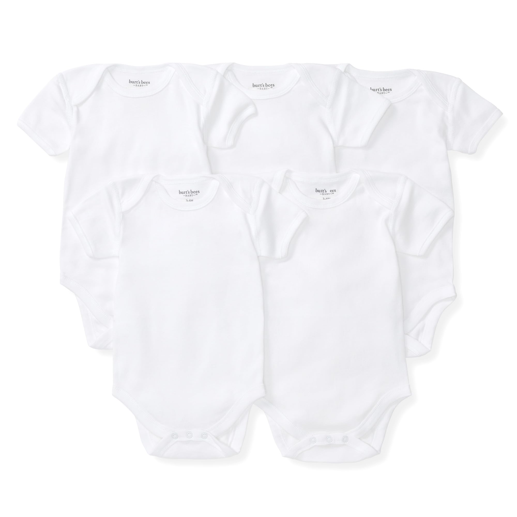 Burt's Bees Baby Bodysuits, Short Sleeve and Long Sleeve One-Pieces, 100% Organic Cotton
