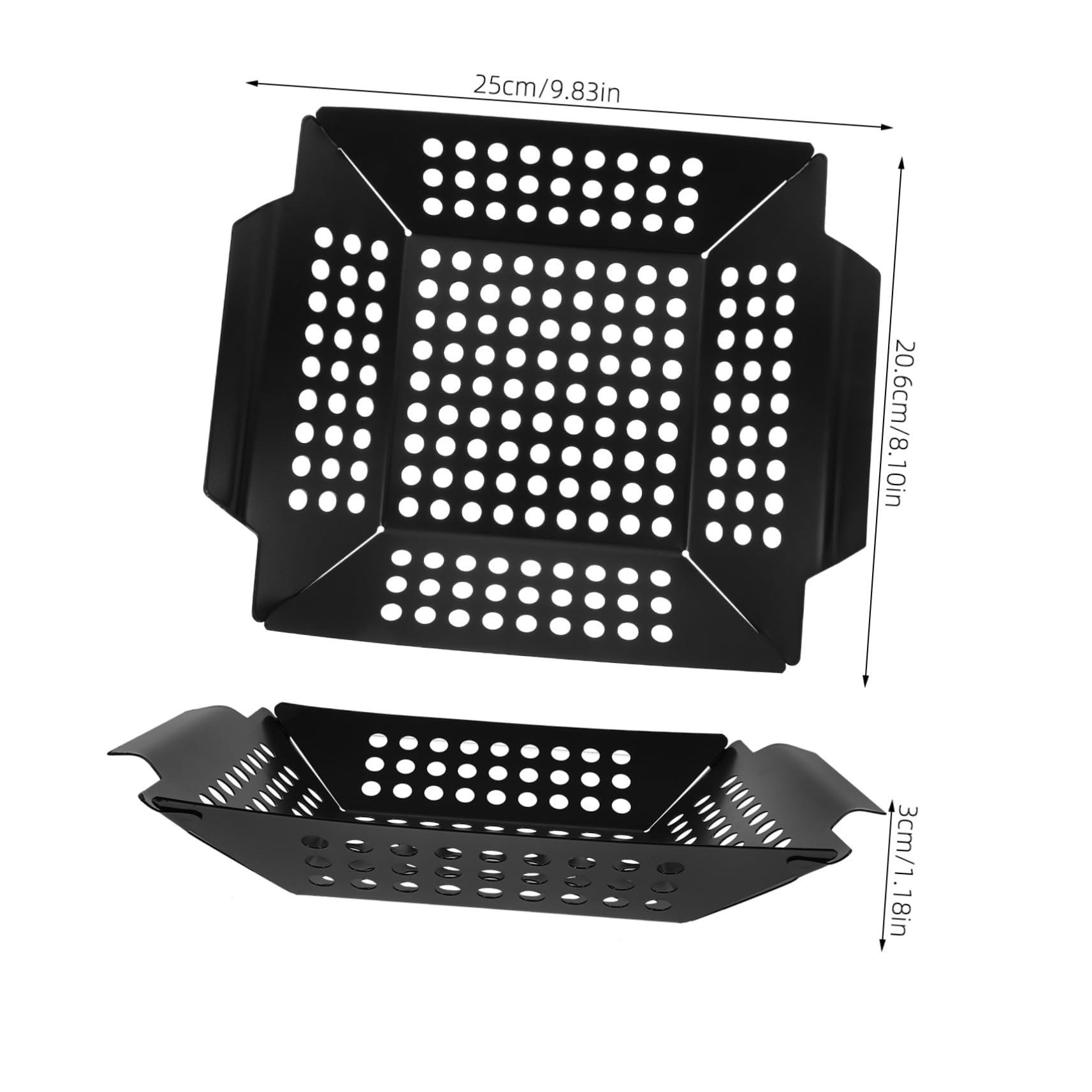 Milisten Square Baking Pan Grill Lid Non-Stick Grilling Pan for Outdoor BBQ Grill Basket Tray Set