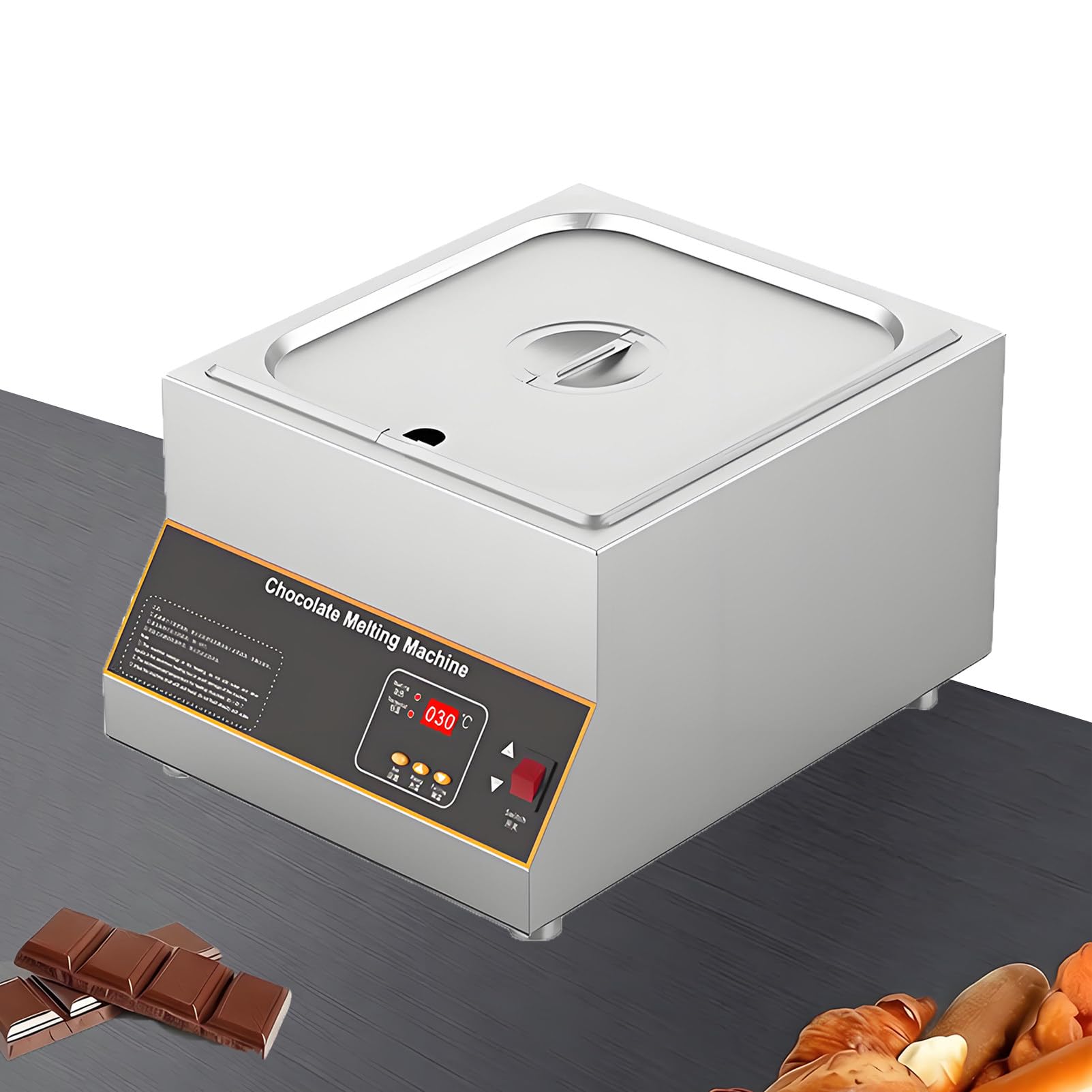 Tempéreuse a Chocolat Professionnelle, Appareil a Fondre Le Chocolat, Chauffe-Chocolat Électrique de 500 W, Température Réglable 0 a 95 °C, Machine a Fondre Le Chocolat avec Couvercle 1pots