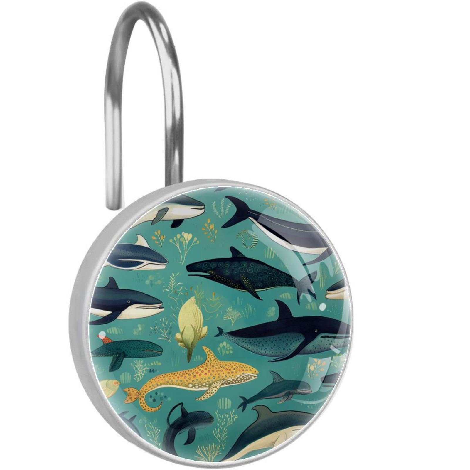 Ganchos de ducha antioxidantes de acero con ballenas decorativas para baño